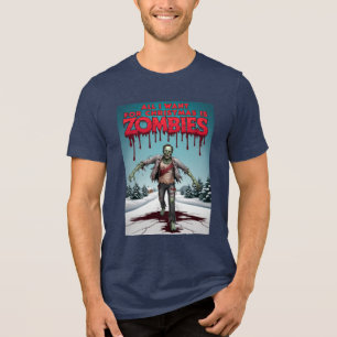 Awesome Christmas funny Zombie Hunter Christmas Tri-Blend Shirt