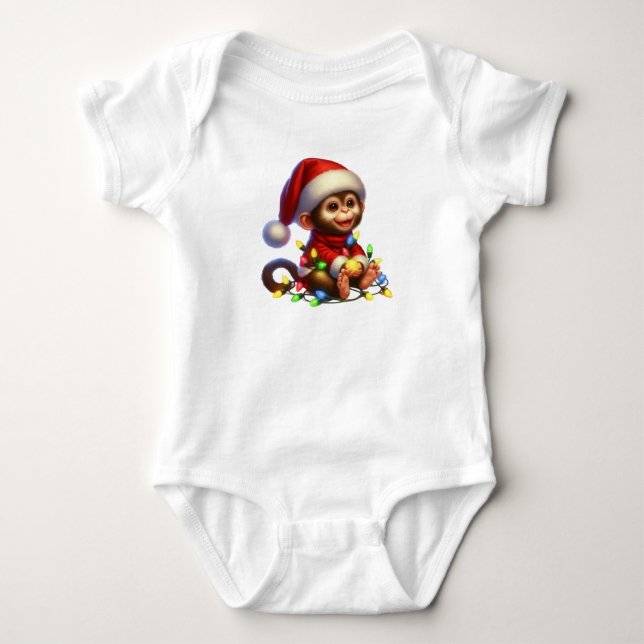 Awesome Christmas Monkey Baby Bodysuit (Front)