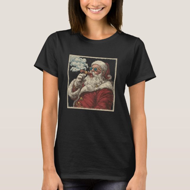 Awesome Cigar Santa Graphic T-Shirt (Front)