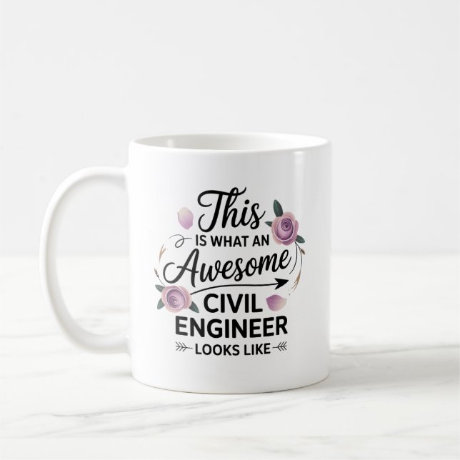 Awesome Civil Engineer Gift for Women Engineering Coffee Mug (Left)