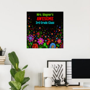 Awesome Class Colourful Floral Personalised Poster