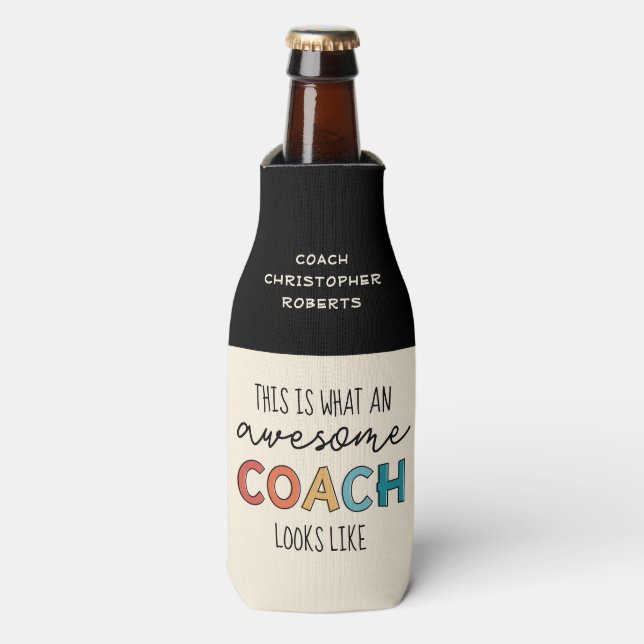 Awesome Coach | Personalised Best Coach Ever Gifts Bottle Cooler (Bottle Front)