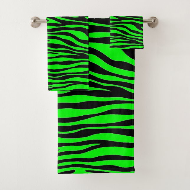 Awesome Colour Combination Lime Green Zebra Bath Towel Set (Insitu)