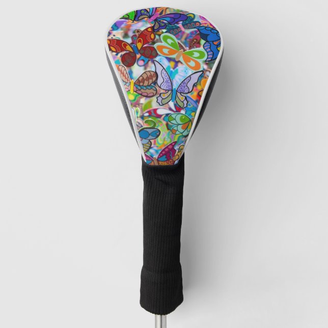 awesome coloured butterflies golf head cover (Front)