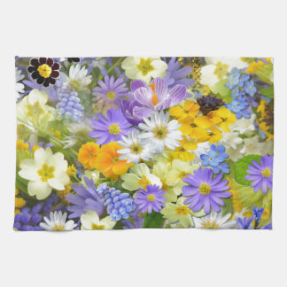 Awesome Colourful Garden Flowers Design Tea Towel