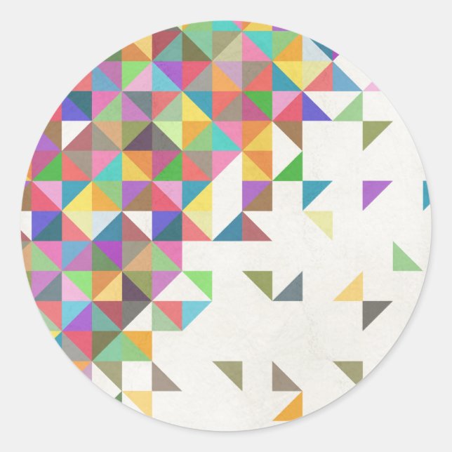 Awesome colourful retro geometric pattern classic round sticker (Front)