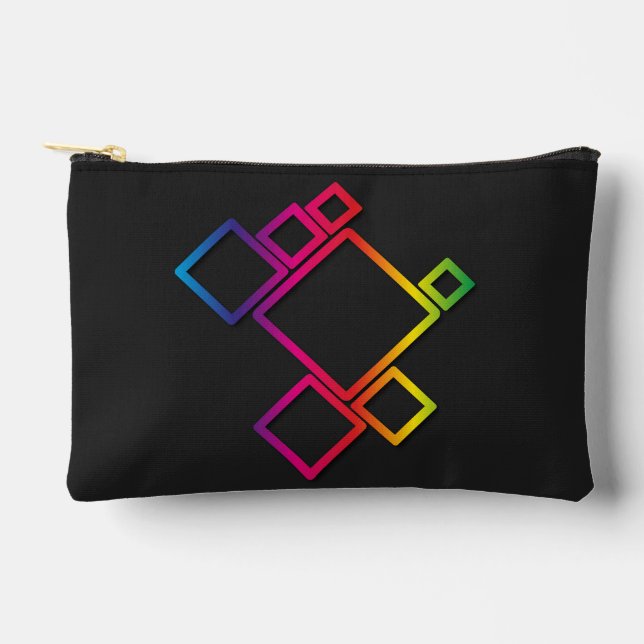 Awesome Colourful Squares on Black No. 1 Accessory Pouch (Front)