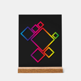 Awesome Colourful Squares on Black No. 1 Acrylic Sign