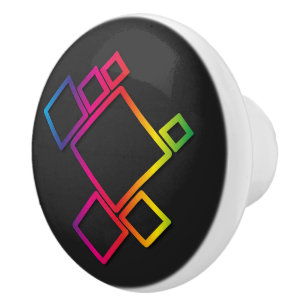 Awesome Colourful Squares on Black No. 1 Ceramic Knob