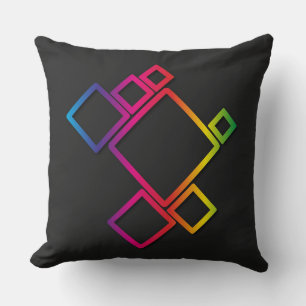 Awesome Colourful Squares on Black No. 1 Cushion