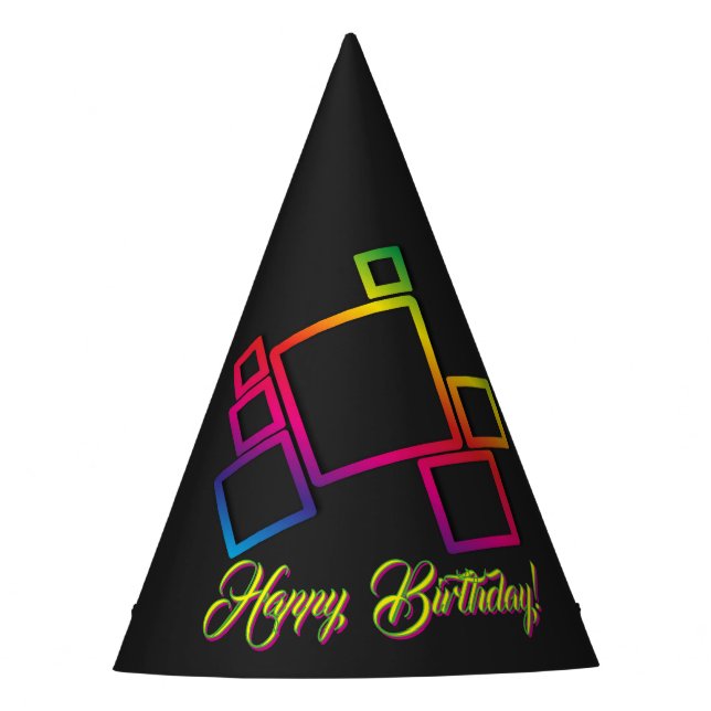 Awesome Colourful Squares on Black No. 1 Custom Party Hat (Front)
