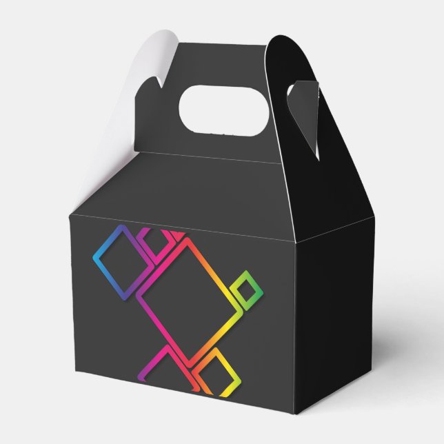Awesome Colourful Squares on Black No. 1 Favour Box (Front Side)