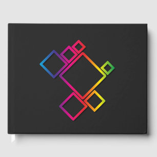 Awesome Colourful Squares on Black No. 1 Guest Book