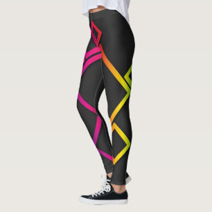 Awesome Colourful Squares on Black No. 1 Leggings