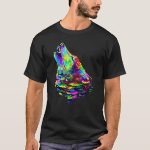 Awesome Colourful Wolf  Wildlife Animals  Women Me T-Shirt