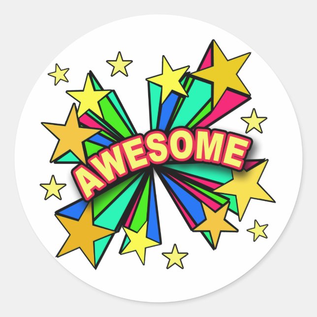 AWESOME Comic Book Style Art T-shirts, Travel Mugs Classic Round Sticker (Front)