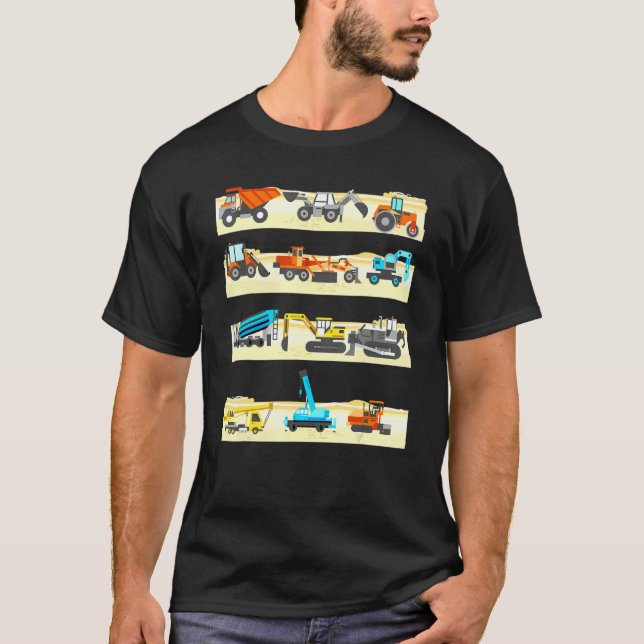 Awesome Construction Vehicles   Trucks kids Boys T-Shirt (Front)