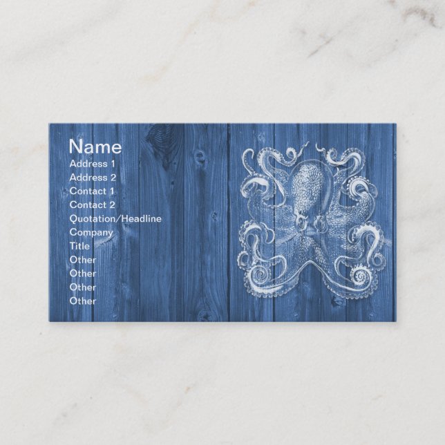awesome cool Antique effect white octopus Business Card (Front)