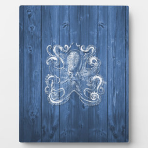 awesome cool Antique effect white octopus Plaque