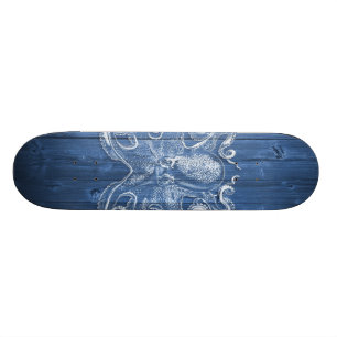 awesome cool Antique effect white octopus Skateboard