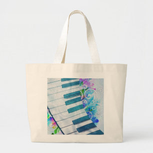 Awesome cool blue circular piano light effects large tote bag