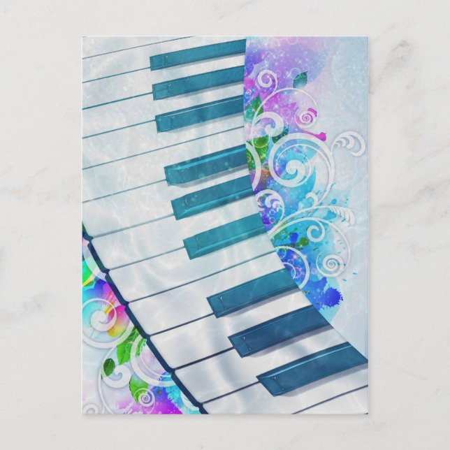 Awesome cool blue circular  piano light effects postcard (Front)