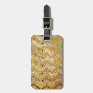 Awesome cool chevron zigzag pattern wood marble luggage tag