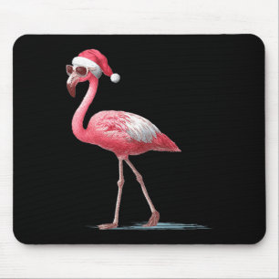 Awesome Cool Flamingo With Christmas Hat And Sungl Mouse Mat