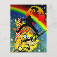 Awesome cool music dancer silhouette guitar planet