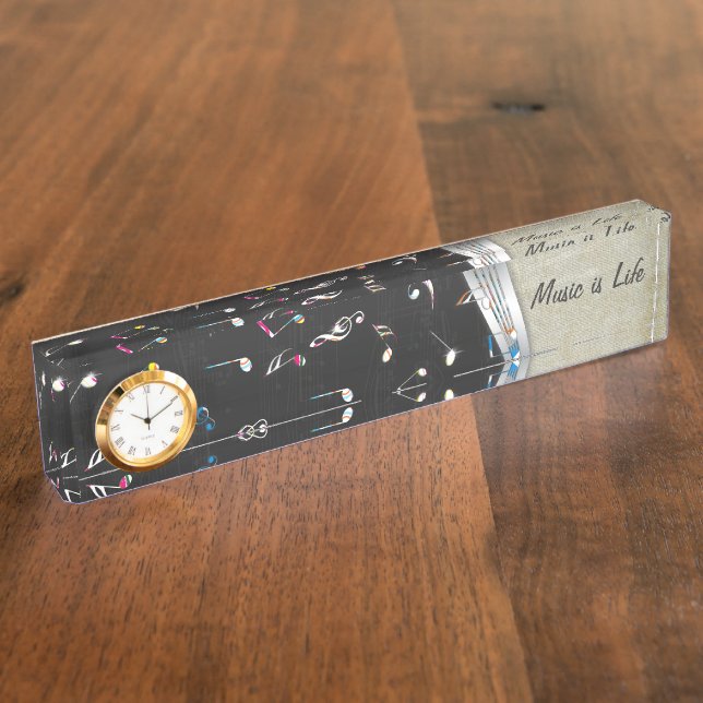 Awesome cool "Music is Life" colourful music notes Nameplate (Side)