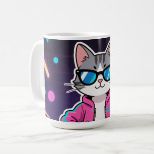 Awesome Cool Retro Gamer Cat Full Image Coffee Mug