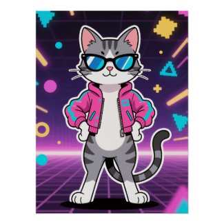 Awesome Cool Retro Gamer Cat