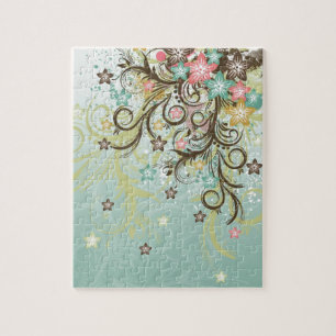 Awesome cool swirls dots leaves splatters flowers jigsaw puzzle