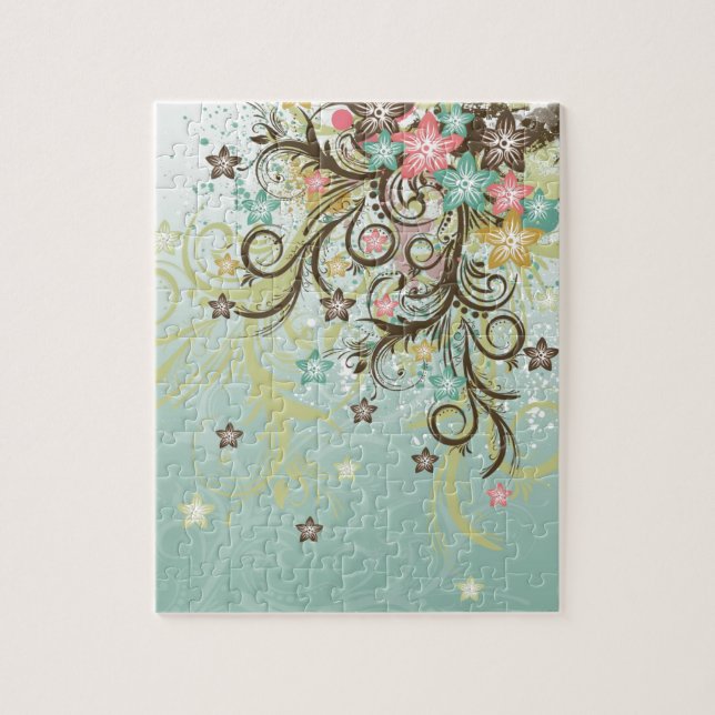 Awesome cool swirls dots leaves splatters flowers jigsaw puzzle (Vertical)