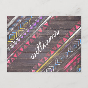 Awesome Cool trendy Aztec tribal Andes wood Postcard