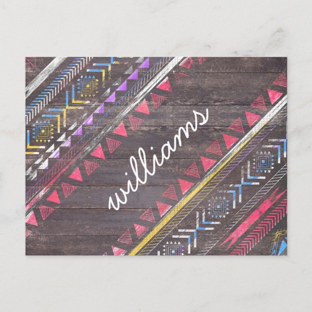 Awesome Cool trendy Aztec tribal Andes wood Postcard (Front)