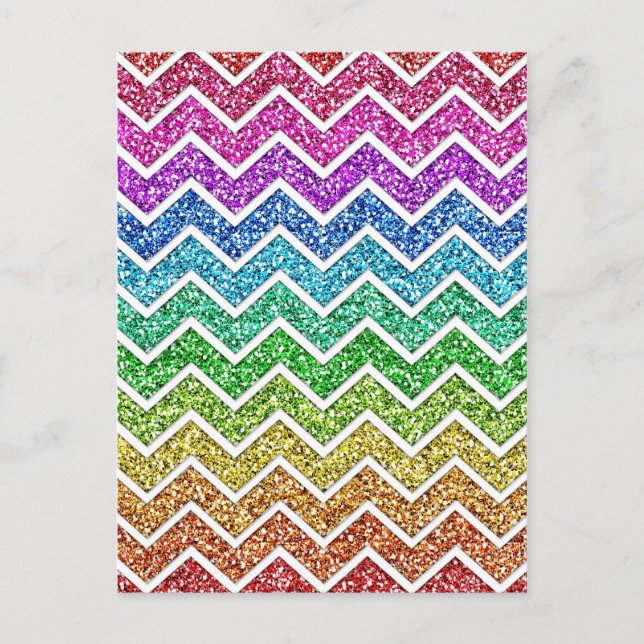 Awesome cool trendy chevron zigzag pattern rainbow postcard (Front)