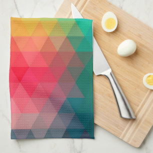 Awesome cool trendy colourful triangles pattern tea towel