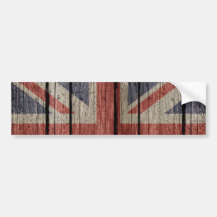 Awesome cool trendy old wood grunge U.k. flag Bumper Sticker
