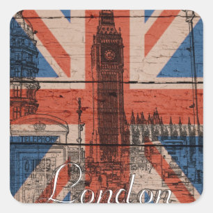 Awesome cool trendy old wood grunge U.k. flag Square Sticker
