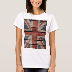 Awesome cool trendy old wood grunge U.k. flag T-Shirt