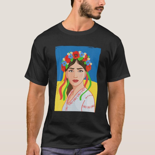 Awesome Cool Ukrainian Girl Art Ukraine Pride Stro T-Shirt (Front)