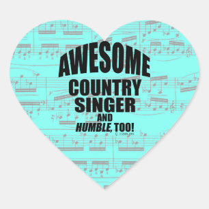 Awesome Country Singer Heart Sticker