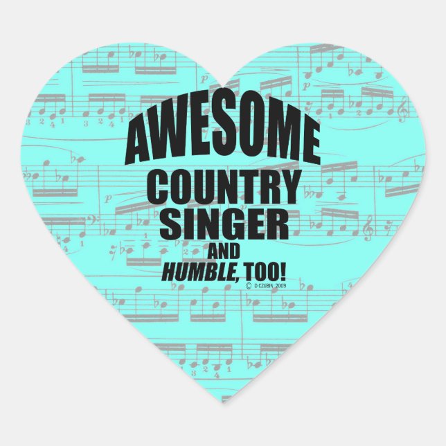 Awesome Country Singer Heart Sticker (Front)