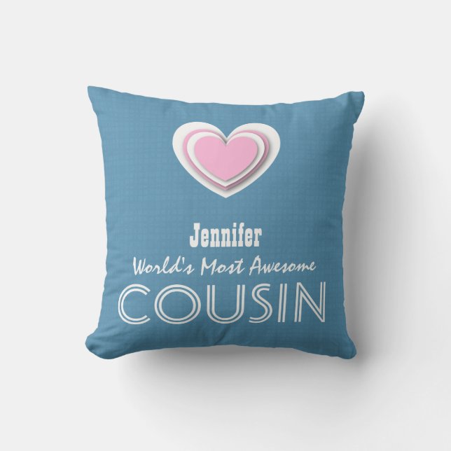 Awesome COUSIN Pastel Blue Pink Star and Name A04V Cushion (Front)