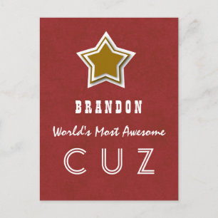 Awesome COUSIN Red and GOLD Star B40Z Postcard