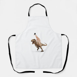 Awesome Crazy Giraffe Top Hat T-Rex - Mens_Womens Apron