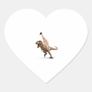Awesome Crazy Giraffe Top Hat T-Rex - Mens_Womens Heart Sticker
