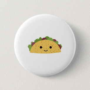 Awesome Cute Cartoon Kawaii Smiling Taco 6 Cm Round Badge