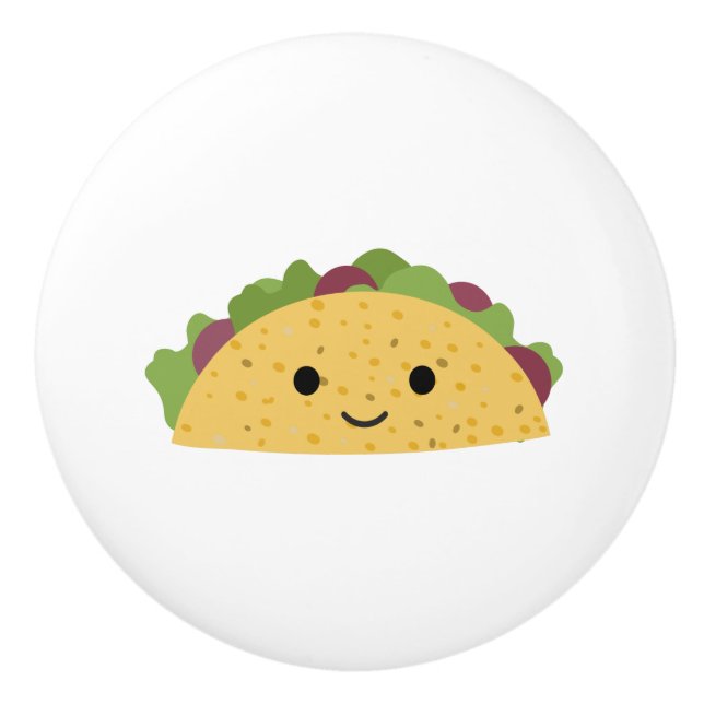 Awesome Cute Cartoon Kawaii Smiling Taco Ceramic Knob (Front)